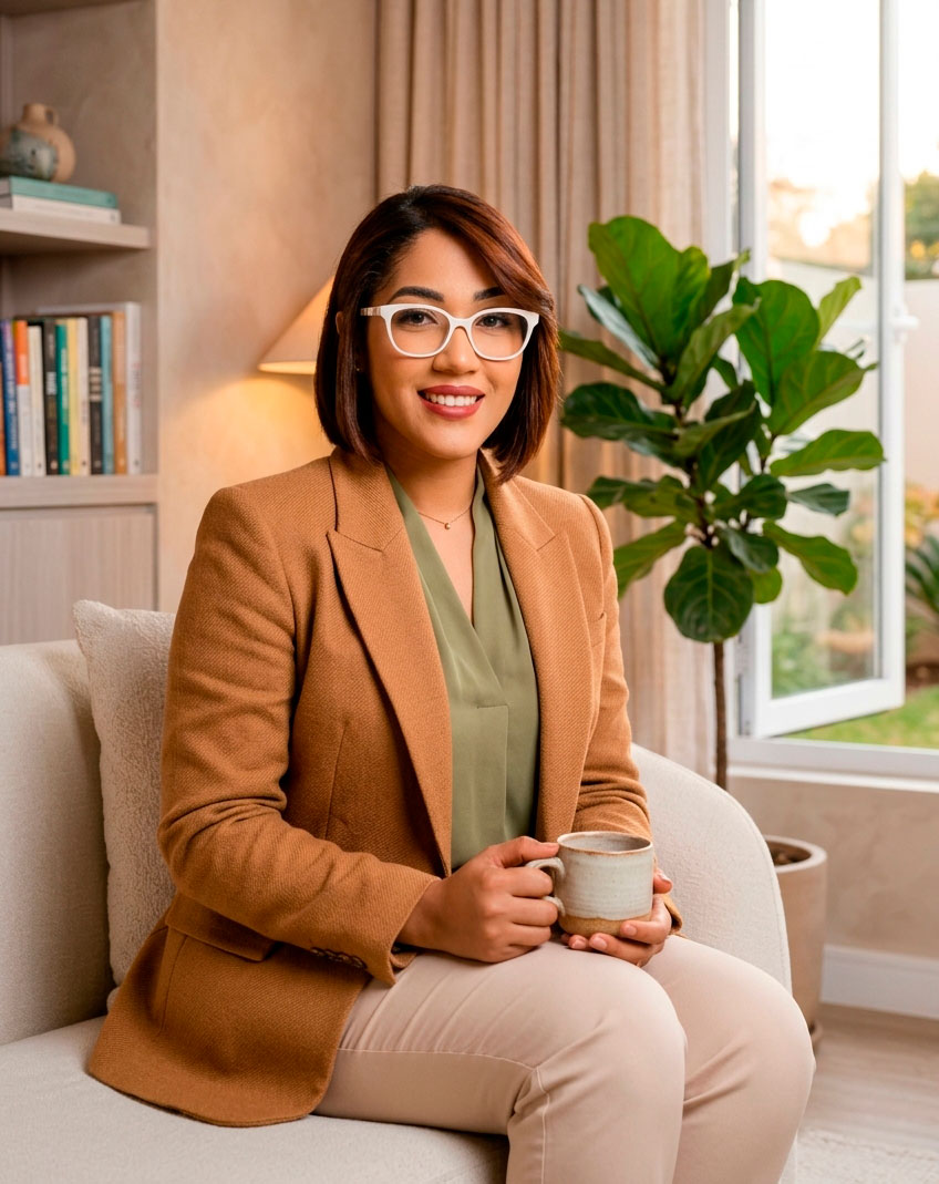 Katherine Decena, psicóloga clínica y fundadora de PsicoBiblia, en su consultorio